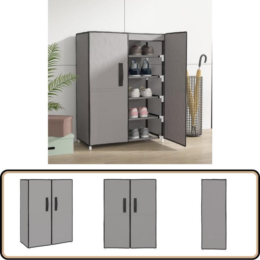 VidaXL Schoenenkast 5-laags Grijs 60x28x90 cm Schoenenkast Schoenen Rek Schoenuitlegger Bergruimte Opslag