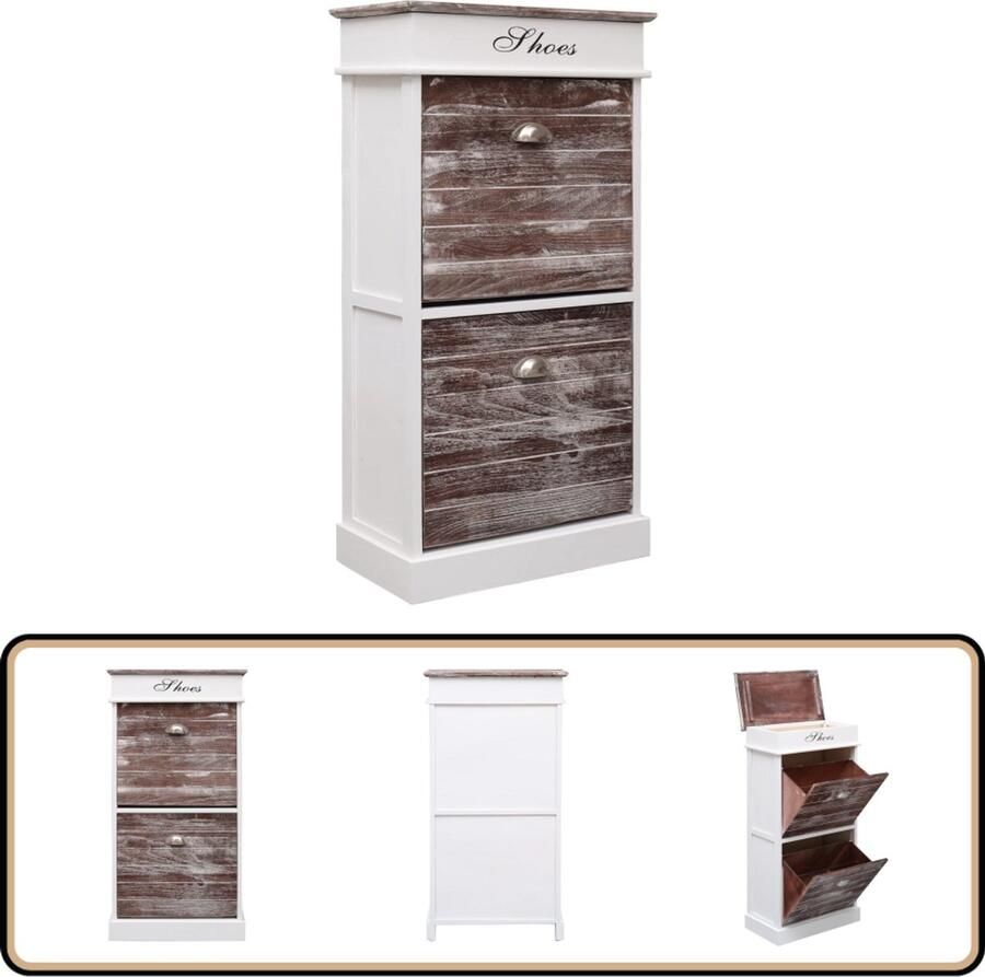 VidaXL Schoenenkast 50x28x98 cm Paulowniahout Bruin Schoenenkast Houten Schoenenkast Paulowniahouten Schoenenkast Bruine Schoenenkast Witte Schoenenkast