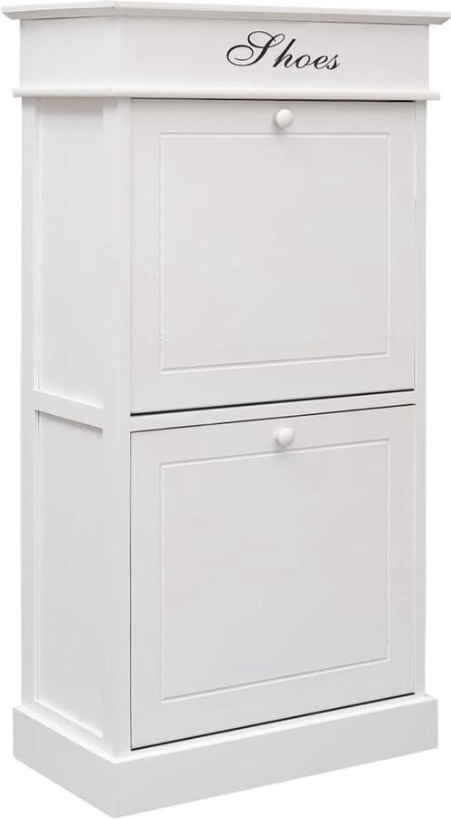 VidaXL Schoenenkast 50x28x98 cm Paulowniahout Wit Schoenenkast Houten Schoenenkast Witte Schoenenkast Paulownia Hout Bergruimte