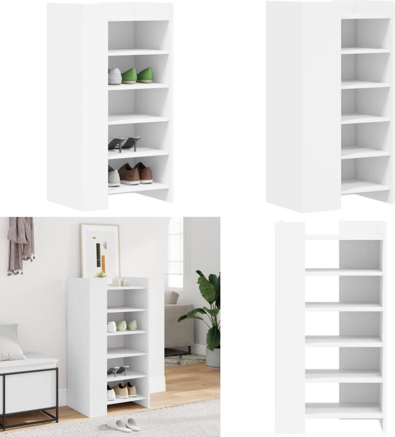 VidaXL Schoenenkast 52x37 5x100 cm bewerkt hout wit Schoenenkast Schoenenkasten Schoenen Kast Schoenen Rek