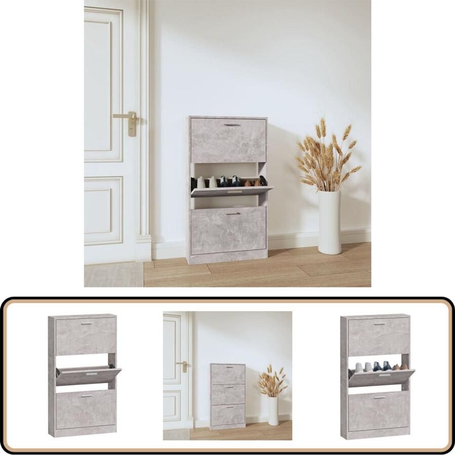 VidaXL Schoenenkast 59x17x108 cm Betonlook Schoenenkast Betongrijs Houten Schoenenkast Schoenenopslag Organisatie Entryway Furniture Hallstand Living Room Storage