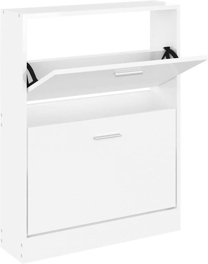 VidaXL -Schoenenkast-59x17x81-cm-bewerkt-hout-hoogglans-wit