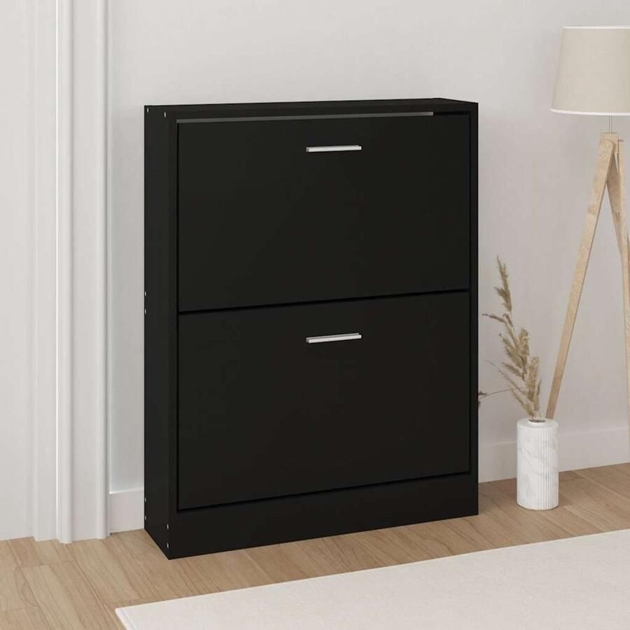 VidaXL -Schoenenkast-59x17x81-cm-bewerkt-hout-zwart - Foto 2