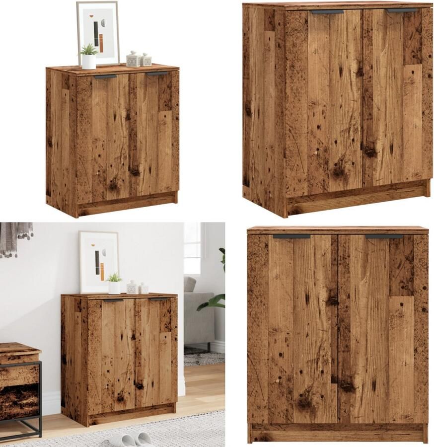 VidaXL Schoenenkast 59x35x70 cm bewerkt hout oud houtkleurig Schoenenrek Schoenenrekken Opbergrek Voor Schoenen Schoenenstellage