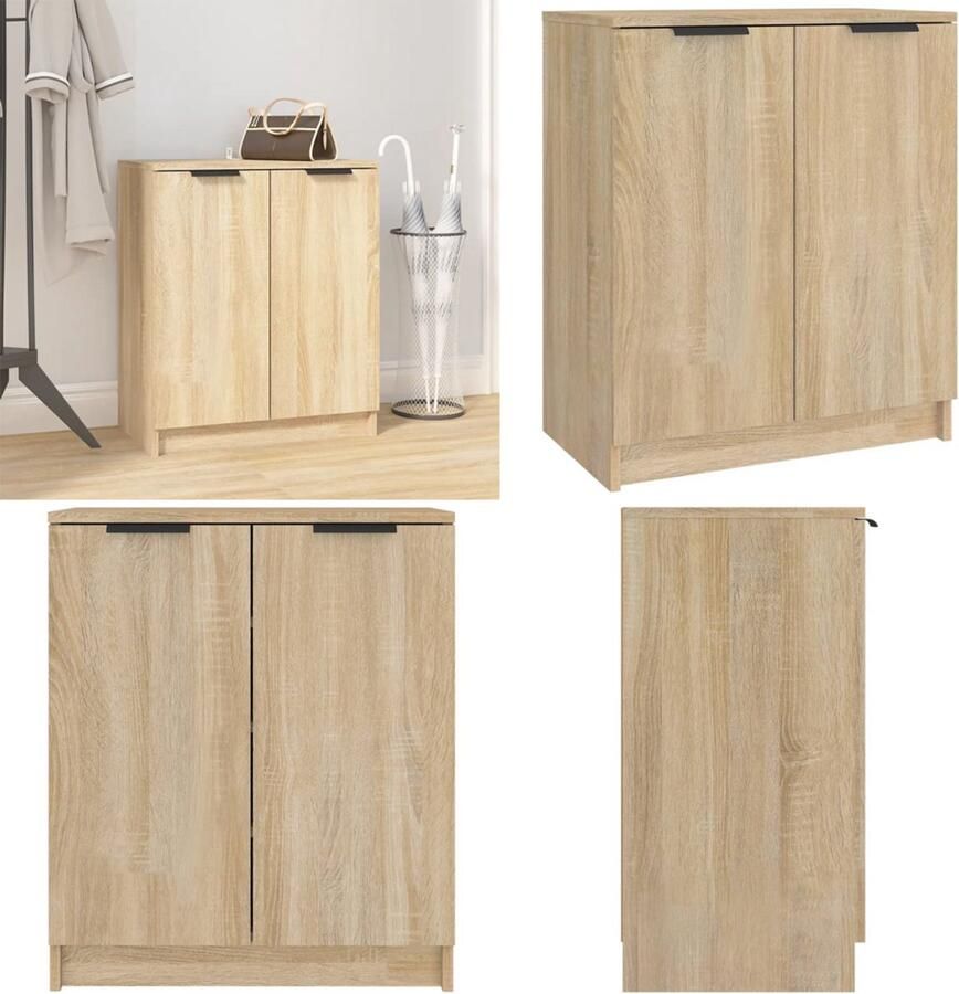 VidaXL Schoenenkast 59x35x70 cm bewerkt hout sonoma eikenkleurig Schoenenrek Schoenenrekken Opbergrek Voor Schoenen Schoenenstellage