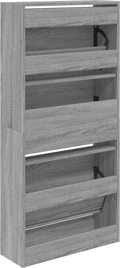 VidaXL Schoenenkast 60x21x125 5 cm bewerkt hout grijs sonoma eiken - Foto 2