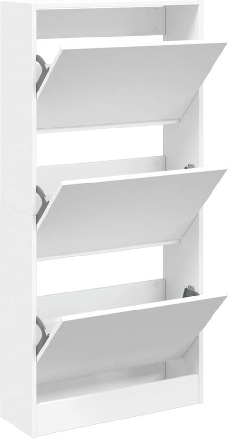 VidaXL Schoenenkast 60x21x125 5 cm Wit Bewerkt hout Schoenenrek Schoenenrekken Opbergrek Voor Schoenen Schoenenstellage