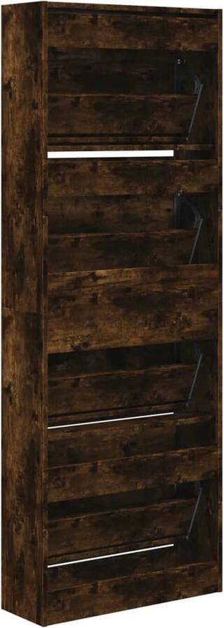 VidaXL Schoenenkast 60x21x163 5 cm bewerkt hout gerookt eikenkleurig - Foto 2