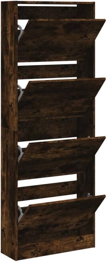 VidaXL Schoenenkast 60x21x163 5 cm bewerkt hout gerookt eikenkleurig