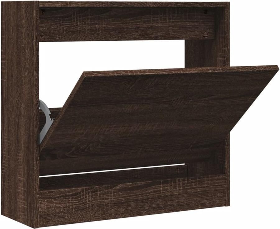 The Living Store Schoenenkast 60x21x57 cm bewerkt hout bruin eikenkleur Schoenenkast Compact Houten Schoenenkast Bruine Eiken Kleur Schoenen Opbergen - Foto 2