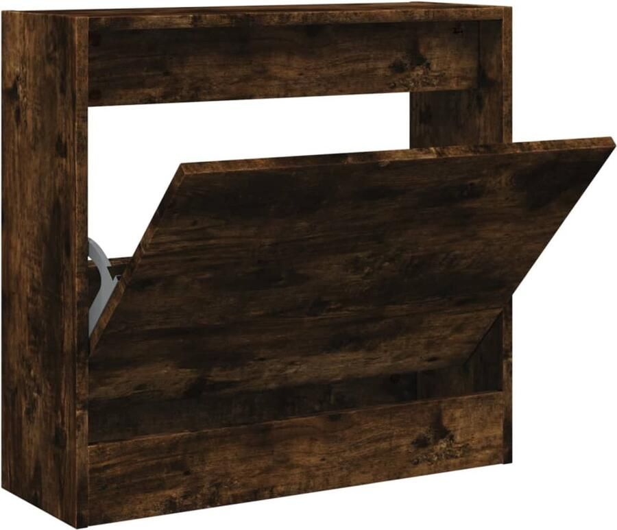 The Living Store Schoenenkast 60x21x57 cm bewerkt hout gerookt eikenkleurig Schoenenrek Schoenenrekken Opbergrek Voor Schoenen Schoenenstellage - Foto 3