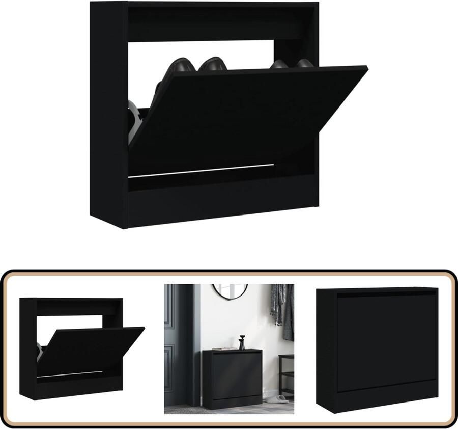 VidaXL Schoenenkast Zwart Compact en Stijlvol Schoenenrek Schoenenrekken Opbergrek Voor Schoenen Schoenenstellage