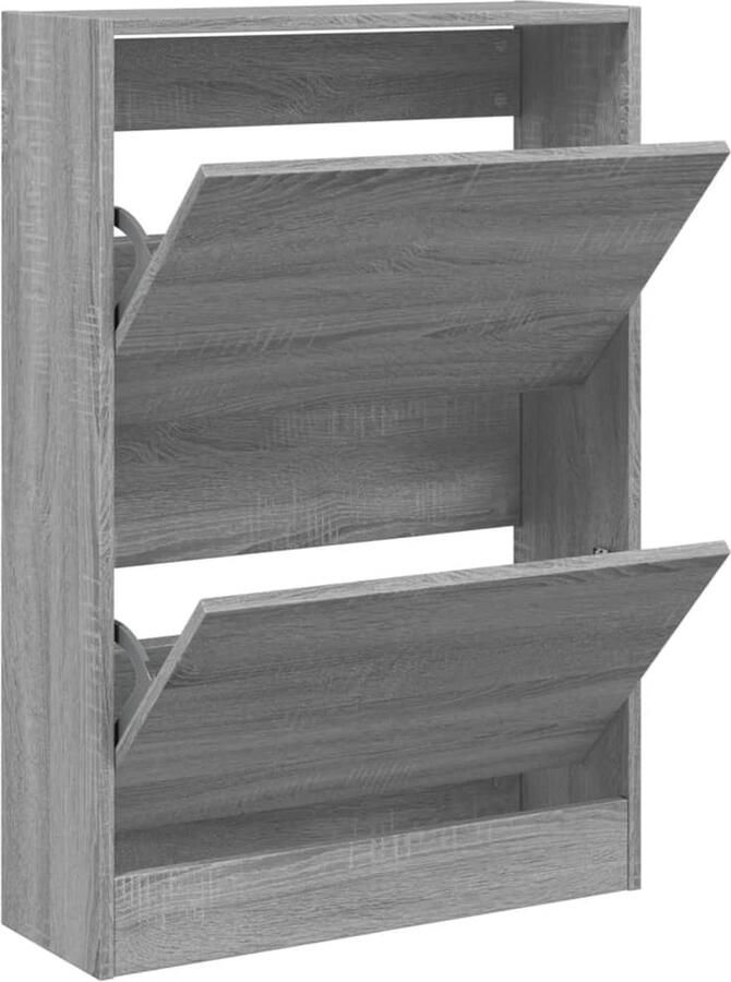 VidaXL Schoenenkast 60x21x87 5 cm Grijs Sonoma Eiken Schoenenrek Schoenenrekken Opbergrek Voor Schoenen Schoenenstellage