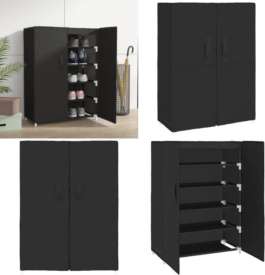 VidaXL Schoenenkast 60x30x90 cm stof zwart Schoenenrek Schoenenrekken Opbergrek Voor Schoenen Schoenenstellage