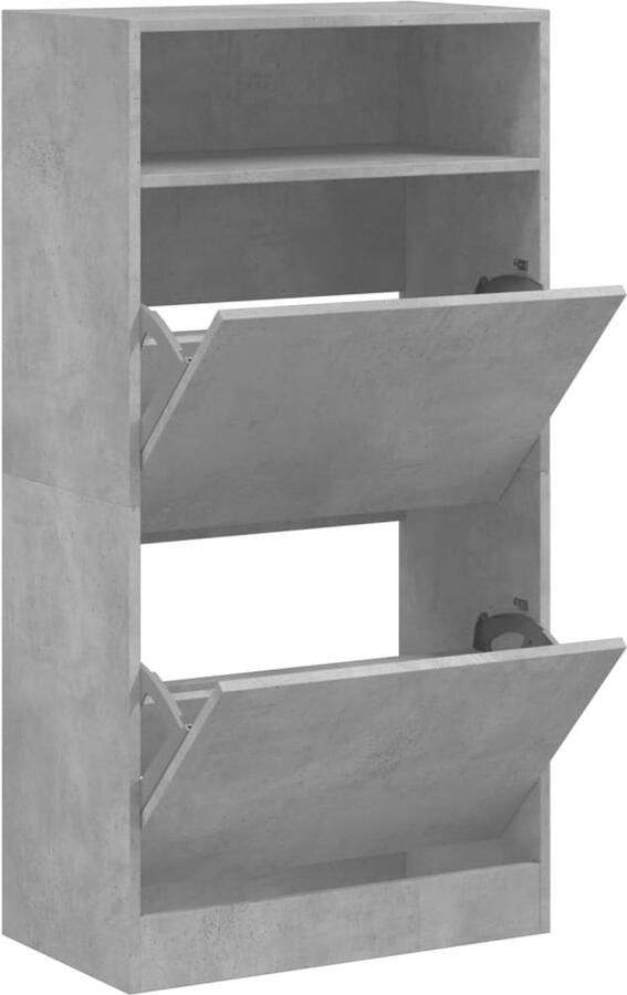 VidaXL Schoenenkast 60x34x116 cm bewerkt hout betongrijs