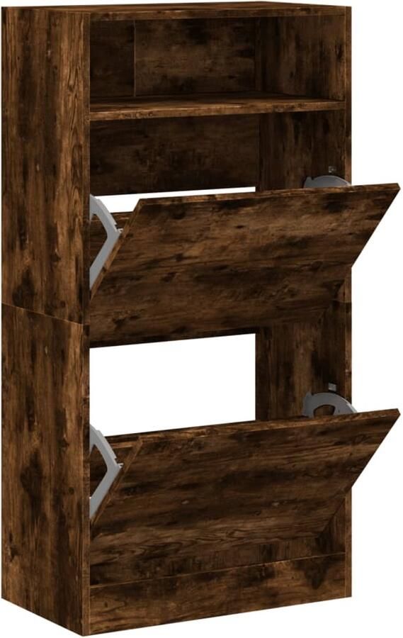 VidaXL Schoenenkast 60x34x116 cm bewerkt hout gerookt eikenkleurig