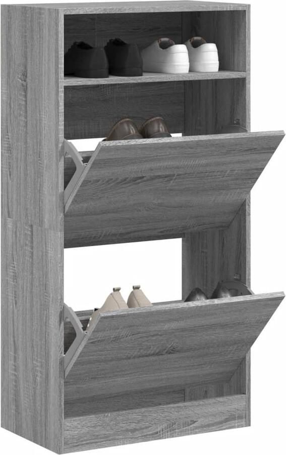 VidaXL Schoenenkast 60x34x116 cm bewerkt hout grijs sonoma eikenkleur