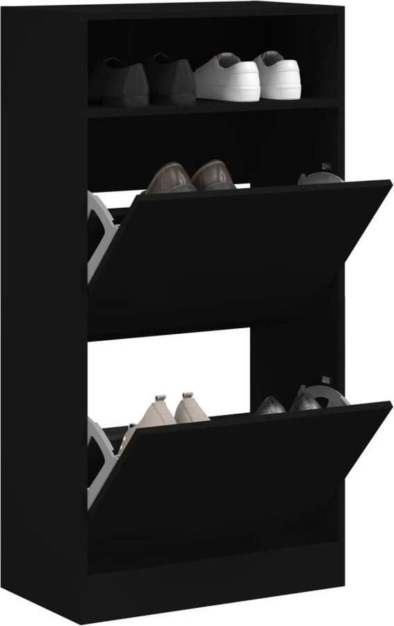 VidaXL Schoenenkast 60x34x116 cm bewerkt hout zwart