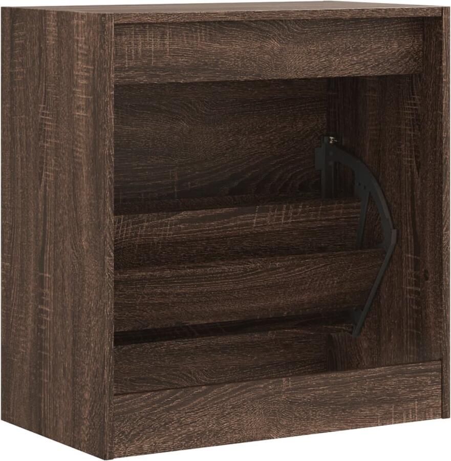 VidaXL Schoenenkast 60x34x63 5 cm bewerkt hout bruineikenkleurig - Foto 2