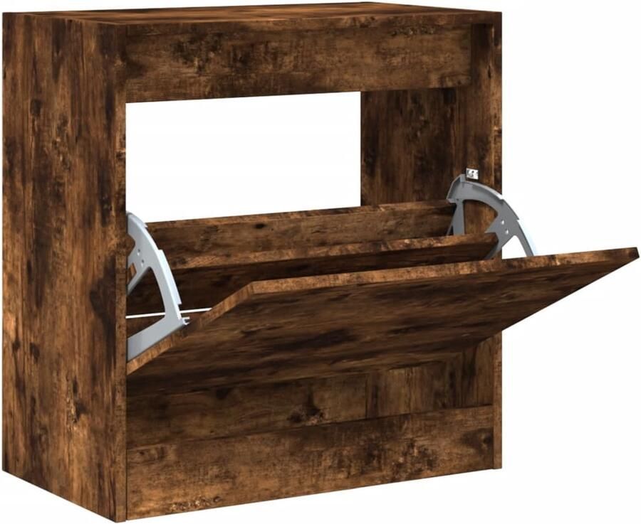 VidaXL Schoenenkast 60x34x63 5 cm bewerkt hout gerookt eikenkleurig - Foto 2