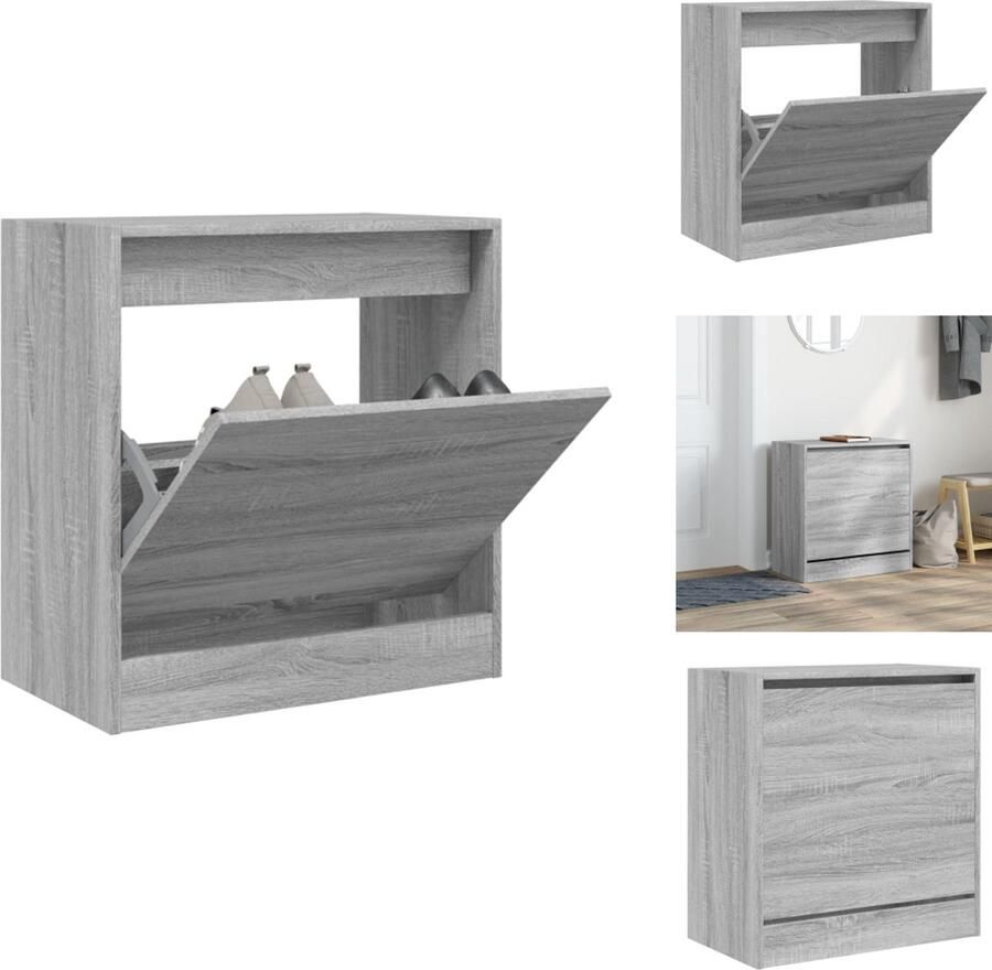 VidaXL Schoenenrek Schoenenrekken Opbergrek Voor Schoenen Schoenenstellage Schoenenkast 60x34x63 5 cm bewerkt hout grijs sonoma eikenkleur