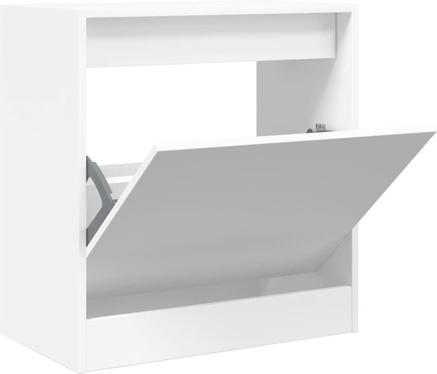 The Living Store Schoenenkast 60x34x63 5 cm bewerkt hout wit Schoenenkast Compact Schoenenopbergkast Houten Schoenenkast Wit Schoenenkast - Foto 2