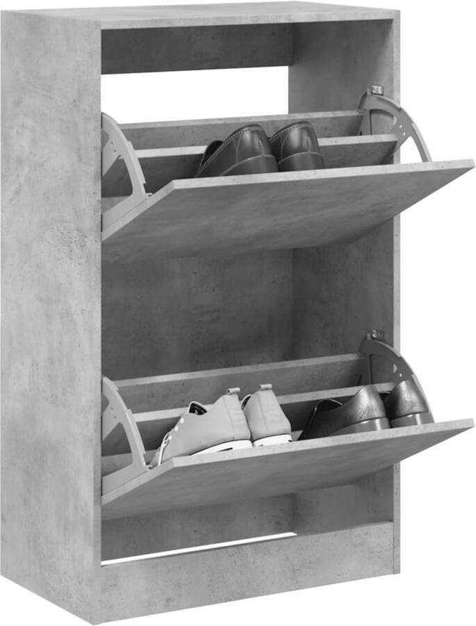 VidaXL Schoenenkast 60x34x96 5 cm Betongrijs Schoenenrek Schoenenrekken Opbergrek Voor Schoenen Schoenenstellage