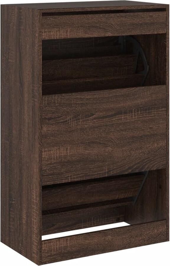 VidaXL Schoenenkast 60x34x96 5 cm bewerkt hout bruin eikenkleur Schoenenrek Schoenenrekken Opbergrek Voor Schoenen Schoenenstellage - Foto 2
