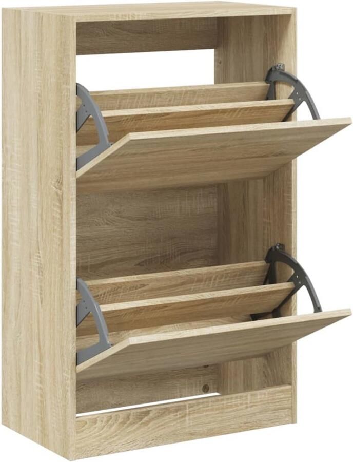 VidaXL Schoenenrek Schoenenrekken Opbergrek Voor Schoenen Schoenenstellage Schoenenkast 60x34x96 5 cm bewerkt hout sonoma eikenkleurig