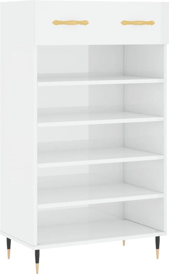 VidaXL -Schoenenkast-60x35x105-cm-bewerkt-hout-hoogglans-wit - Foto 3