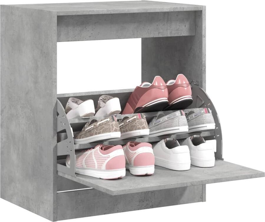 VidaXL Schoenenkast 60x42x69 cm bewerkt hout betongrijs - Foto 2
