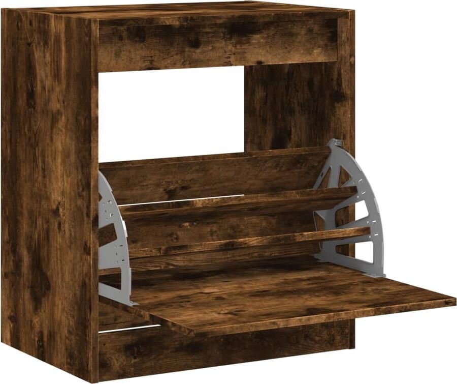 VidaXL Schoenenkast Gerookt Eiken 60x42x69 cm Schoenenrek Schoenenrekken Opbergrek Voor Schoenen Schoenenstellage