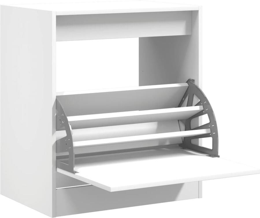 VidaXL Schoenenrek Schoenenrekken Opbergrek Voor Schoenen Schoenenstellage Schoenenkast 60x42x69 cm bewerkt hout wit