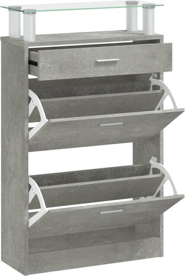 VidaXL Schoenenkast 63x24x104 cm bewerkt hout betongrijs - Foto 2