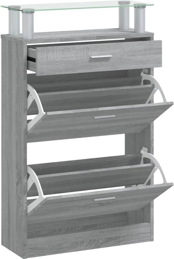 VidaXL Schoenenkast 63x24x104 cm bewerkt hout grijs sonoma eikenkleur