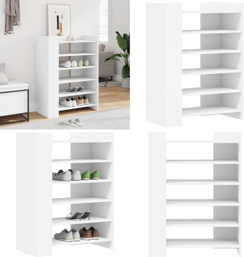 VidaXL Schoenenkast 74 5x37 5x100 cm bewerkt hout wit Schoenenkast Schoenenkasten Schoenen Kast Schoenen Rek