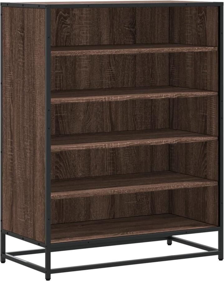 VidaXL Schoenenkast 75x38x97 5 cm bewerkt hout en metaal bruin eiken