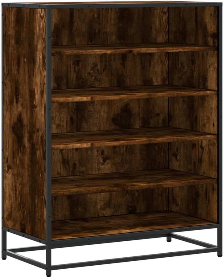VidaXL Schoenenkast 75x38x97 5 cm bewerkt hout en metaal gerookt eiken