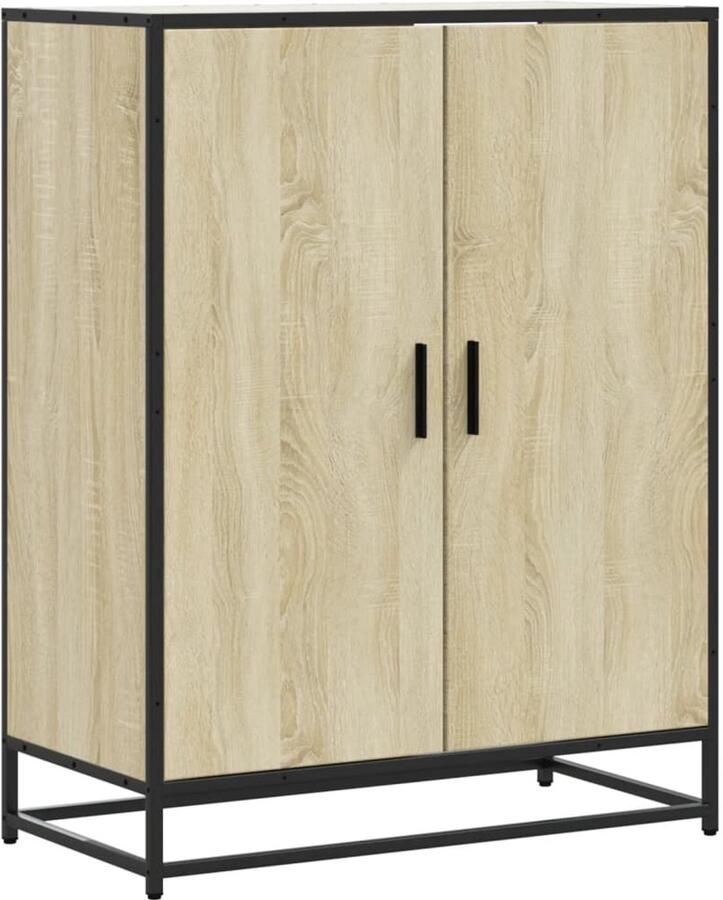 VidaXL Schoenenkast 75x38x97 5 cm bewerkt hout en metaal sonoma eiken