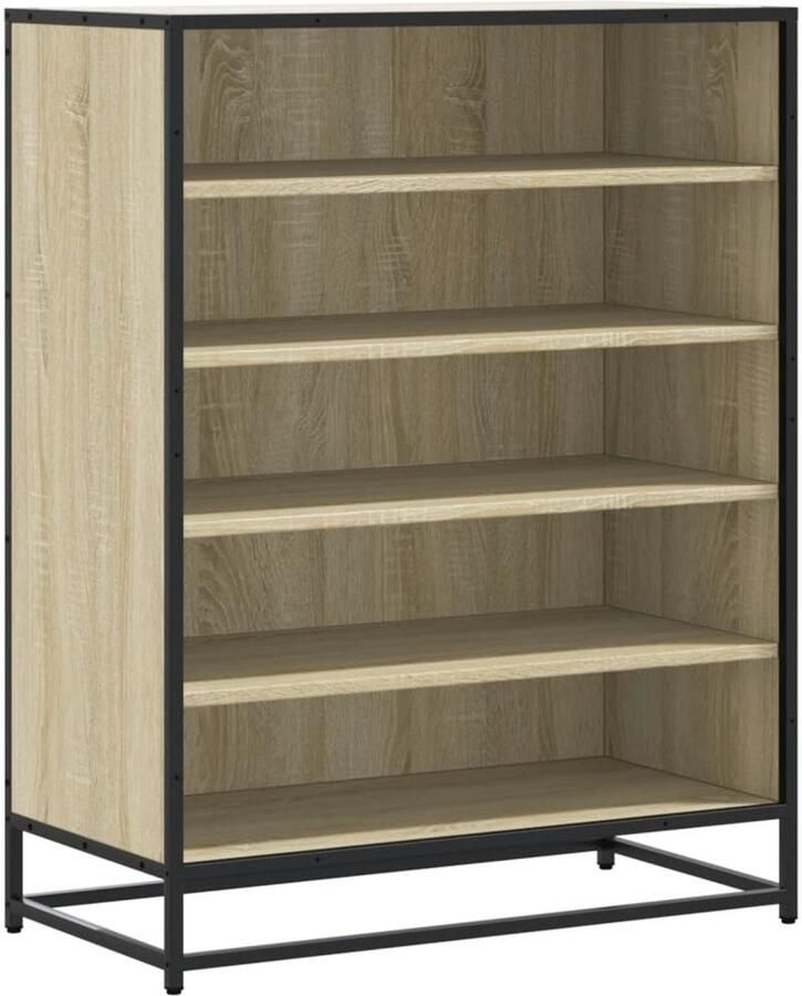 VidaXL Schoenenkast 75x38x97 5 cm bewerkt hout en metaal sonoma eiken