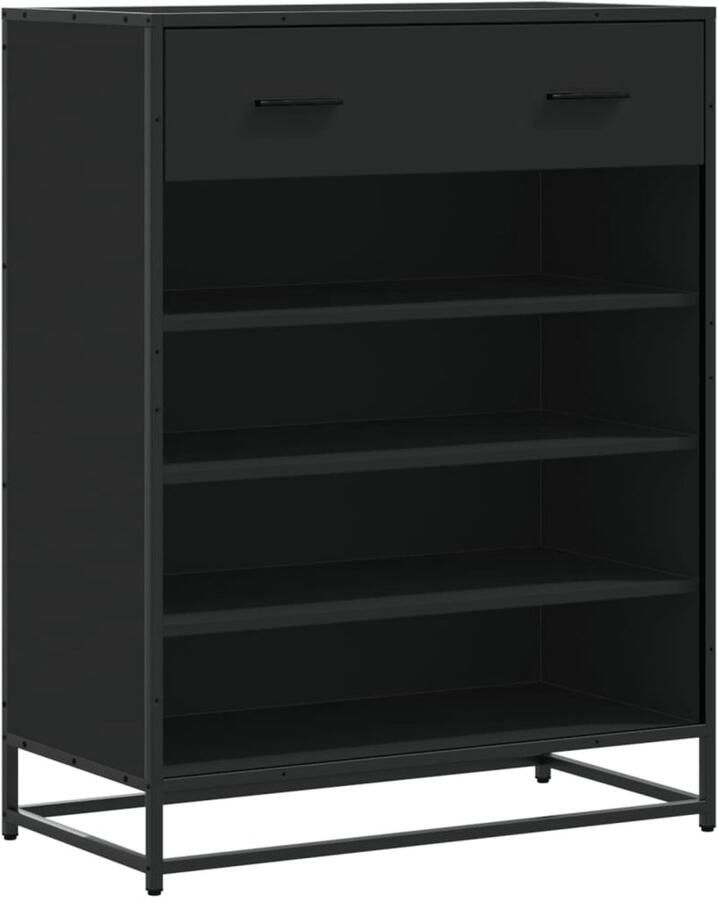 VidaXL Schoenenkast 75x38x97 5 cm bewerkt hout en metaal zwart