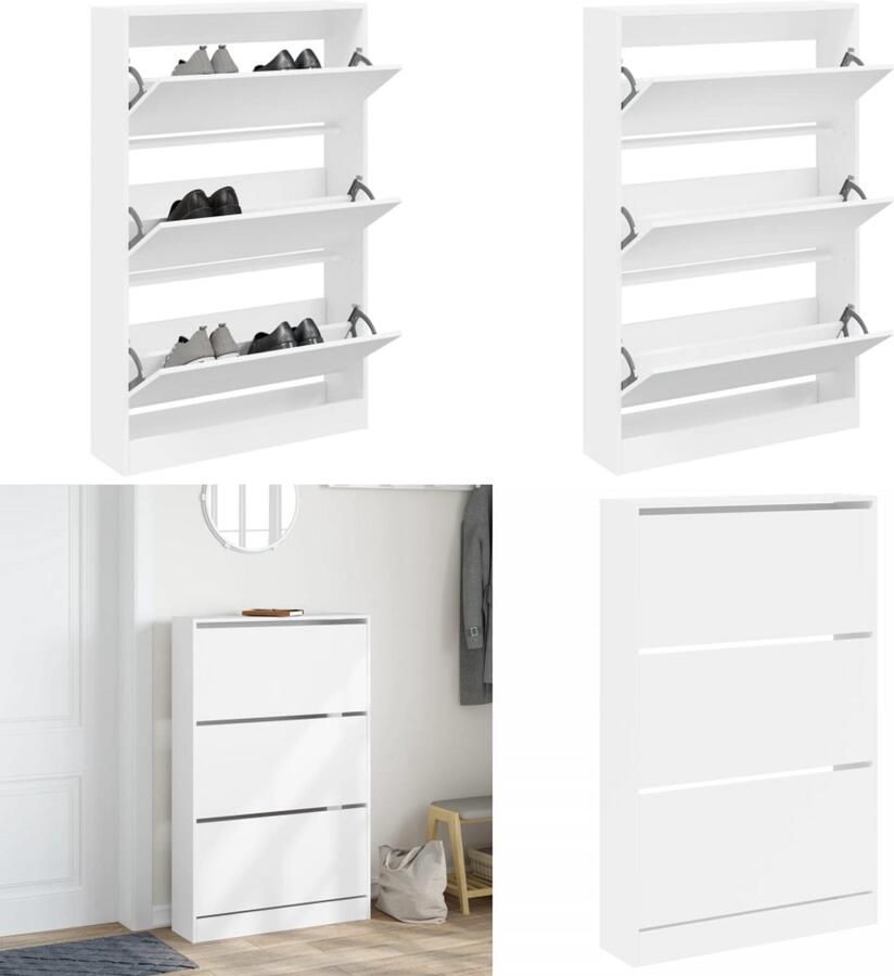 VidaXL Schoenenkast 80x21x125 5 cm bewerkt hout wit Schoenenrek Schoenenrekken Opbergrek Voor Schoenen Schoenenstellage