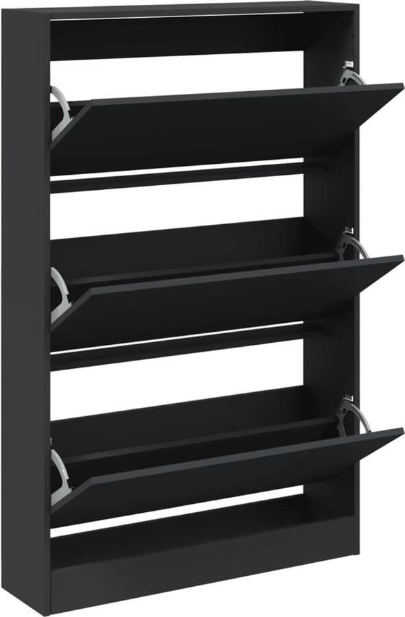 VidaXL Schoenenkast 80x21x125 5 cm bewerkt hout zwart