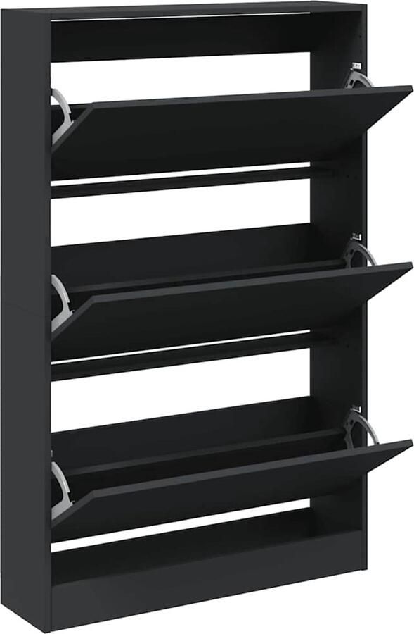 VidaXL Schoenenkast 80x21x125 5 cm bewerkt hout zwart - Foto 2