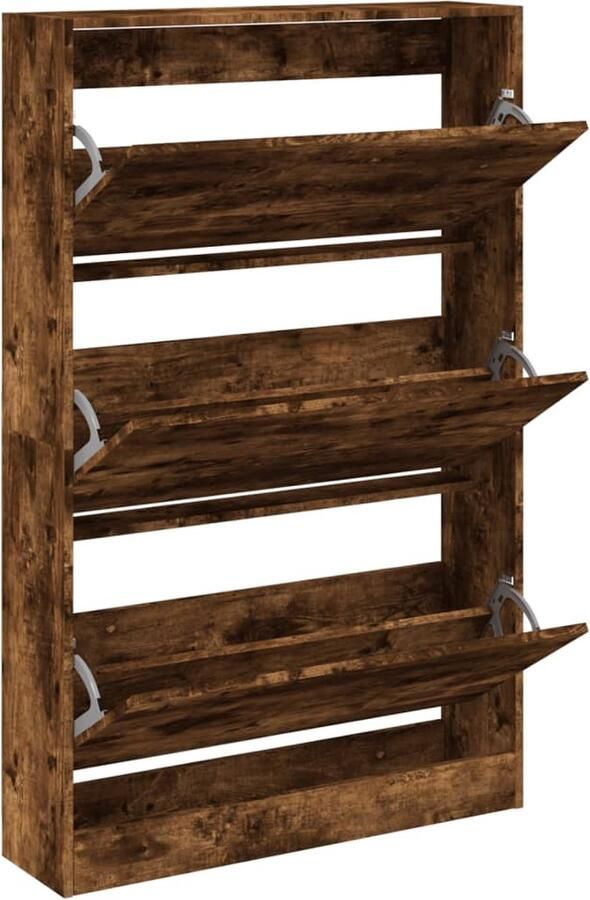 VidaXL Schoenenkast 80x21x125 5 cm Gerookt Eiken Schoenenrek Schoenenrekken Opbergrek Voor Schoenen Schoenenstellage