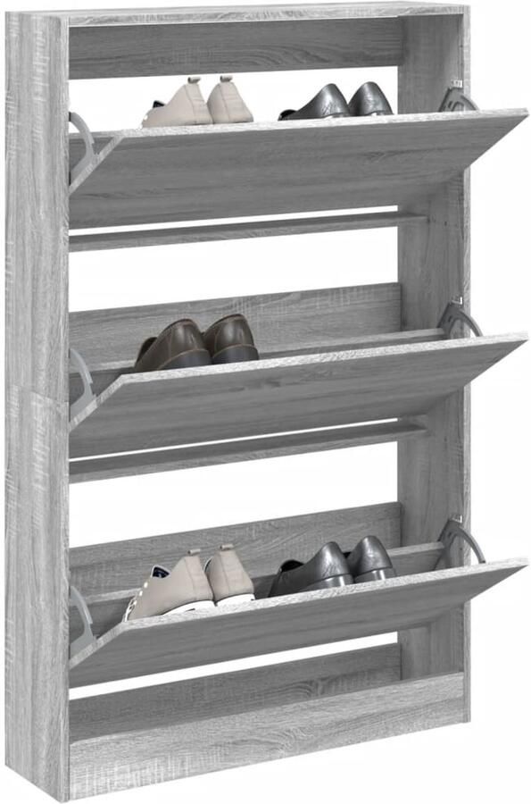 VidaXL Schoenenkast 80x21x125 5 cm Grijs Sonoma Eiken Schoenenrek Schoenenrekken Opbergrek Voor Schoenen Schoenenstellage