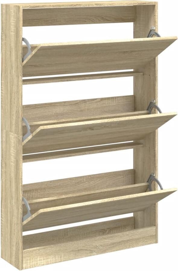 VidaXL Schoenenkast 80x21x125 5 cm Sonoma eiken Schoenenrek Schoenenrekken Opbergrek Voor Schoenen Schoenenstellage