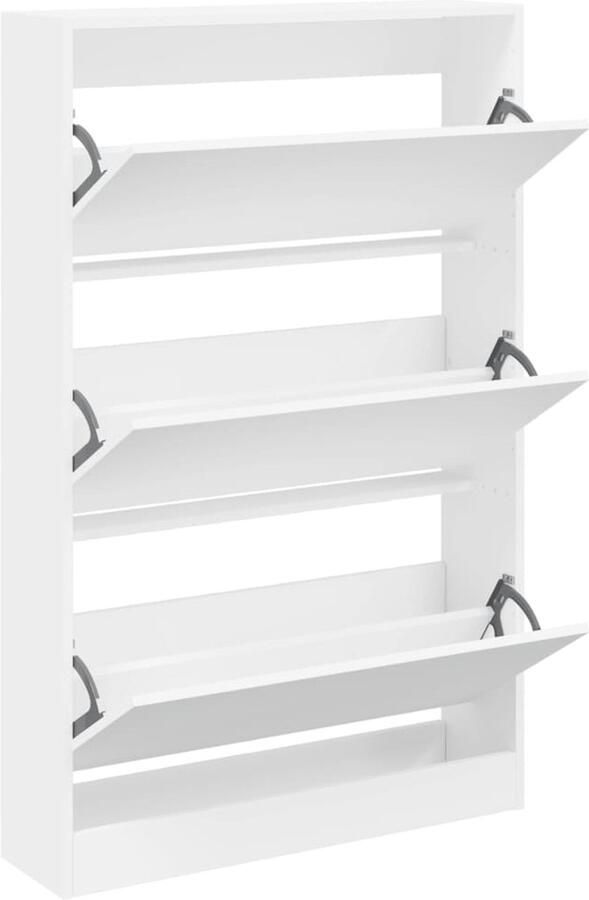 VidaXL Schoenenkast 80x21x125 5 cm Wit Bewerkt hout Schoenenrek Schoenenrekken Opbergrek Voor Schoenen Schoenenstellage