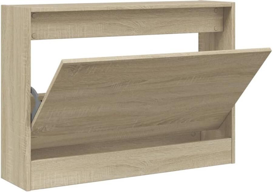 The Living Store Schoenenkast 80x21x57 cm bewerkt hout sonoma eikenkleurig Schoenenkast Houten Schoenenkast Compact Schoenenkast Schoenenopbergkast Bruine Schoenenkast