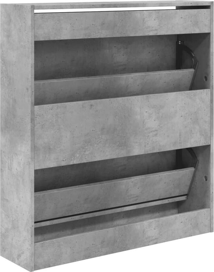 VidaXL Schoenenkast 80x21x87 5 cm bewerkt hout betongrijs - Foto 2